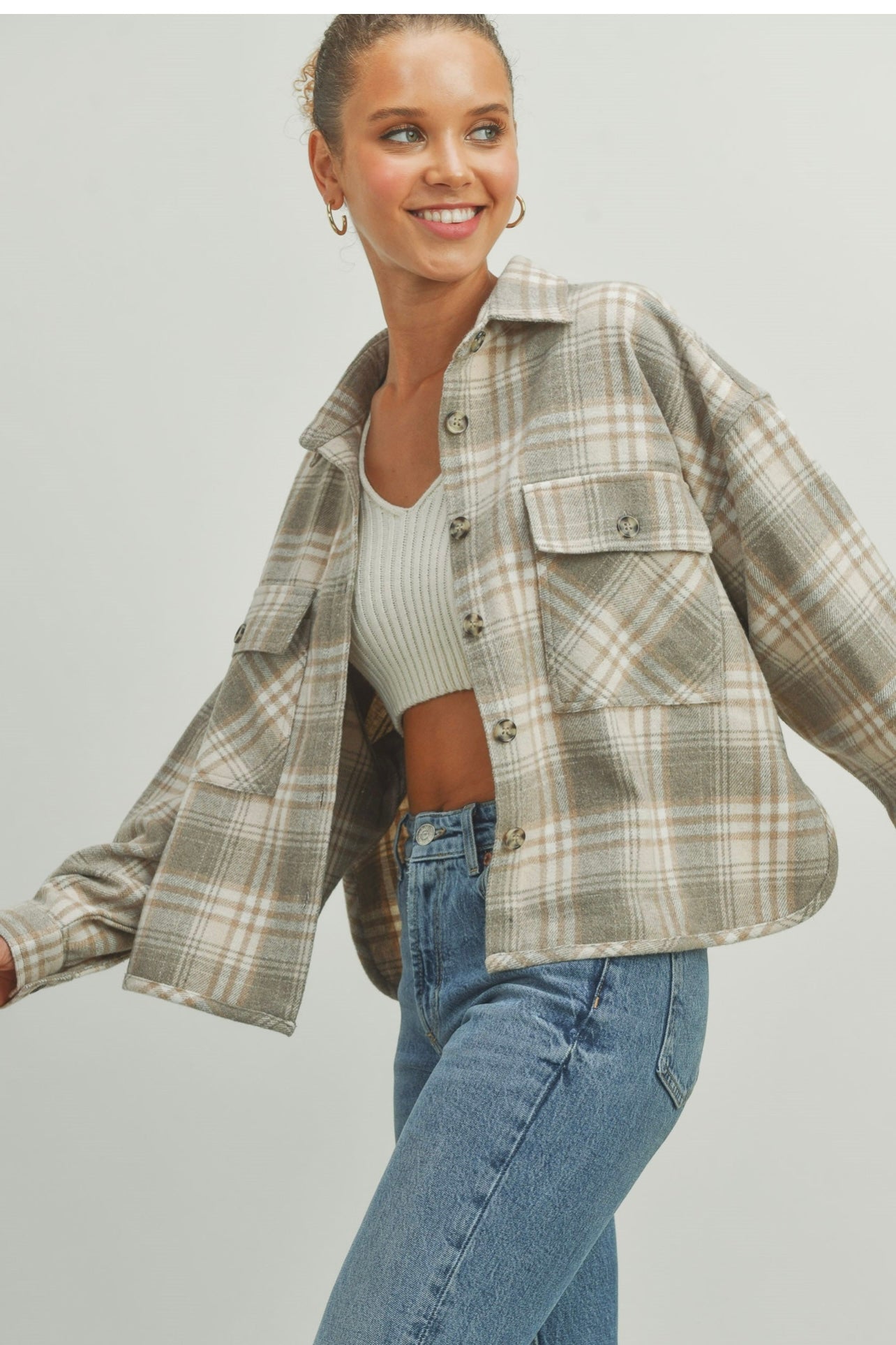 PLAID CROP SHACKET
