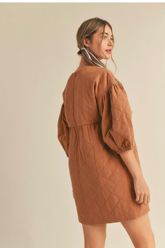 QUILTED PADDED BABYDOLL DRESS