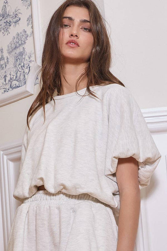 BUBBLE HEM TERRY CROP SET