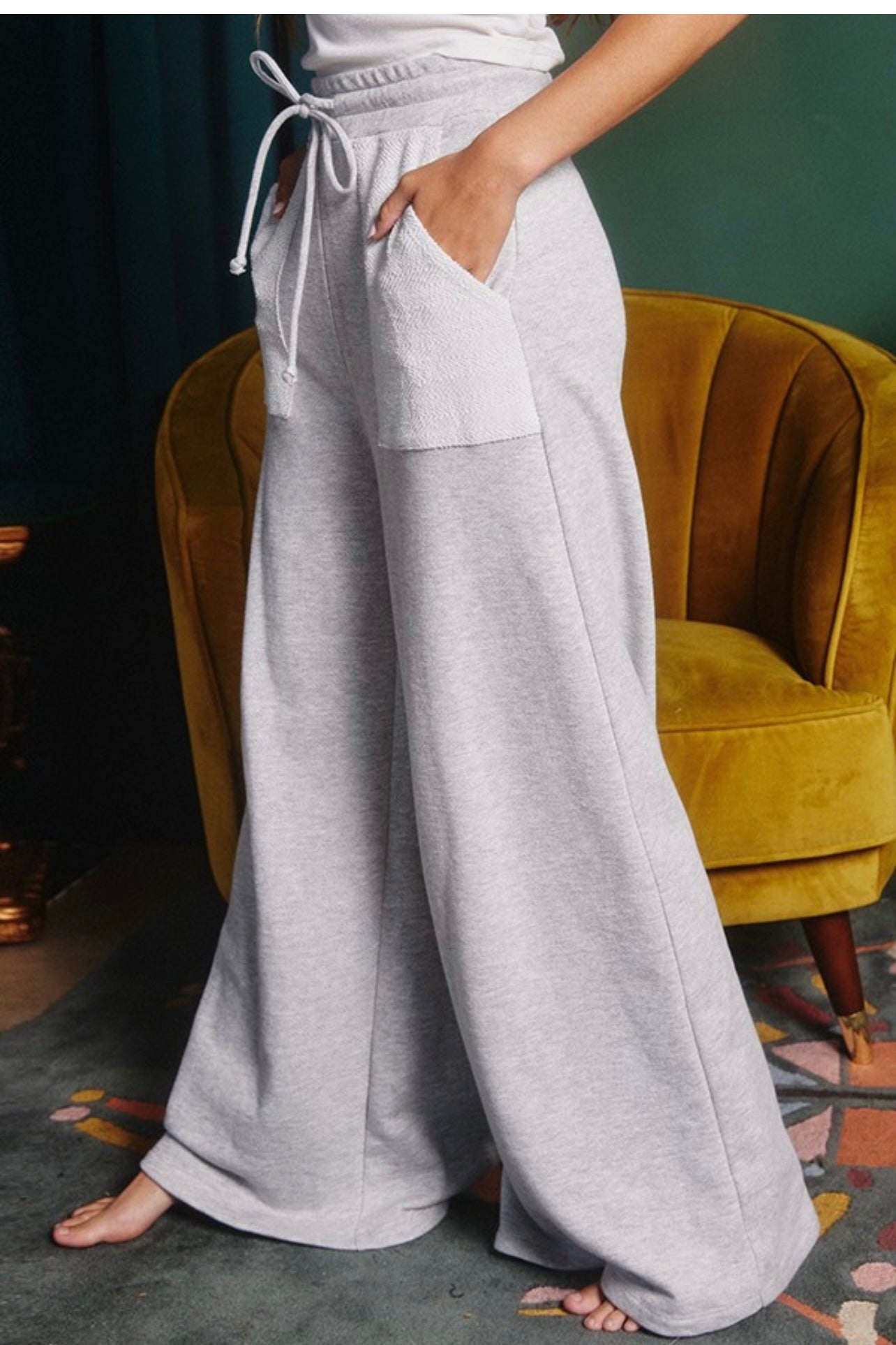 WIDE LEG FRENCH TERRY PANT