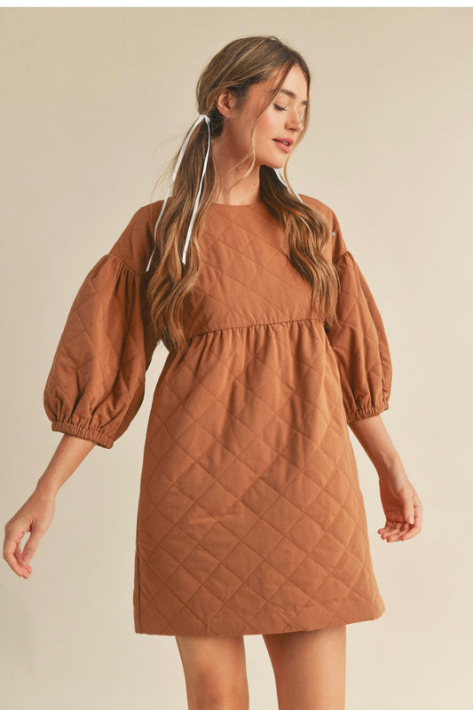 QUILTED PADDED BABYDOLL DRESS