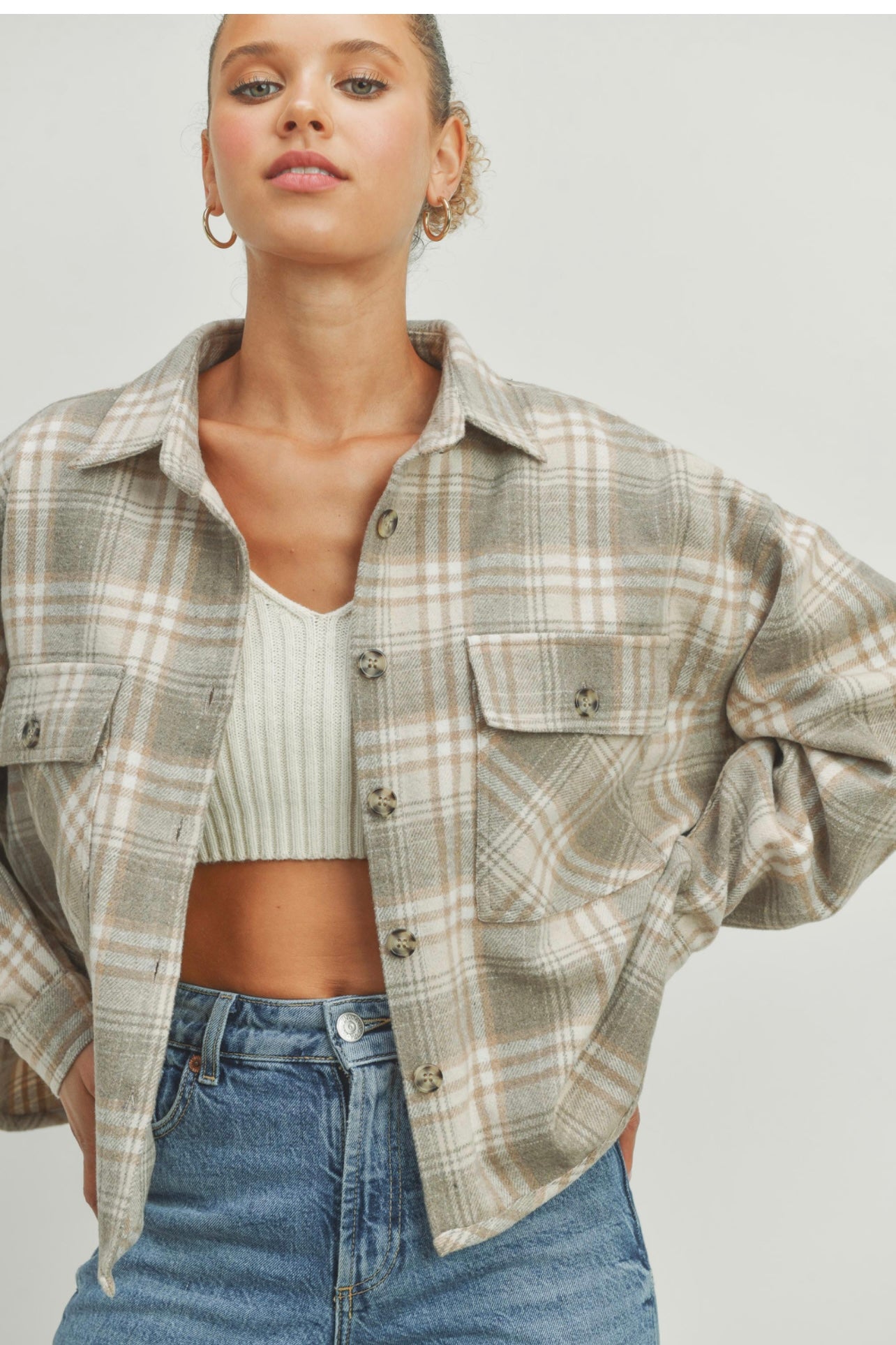 PLAID CROP SHACKET