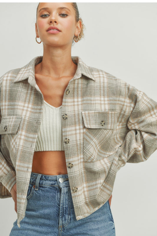 PLAID CROP SHACKET