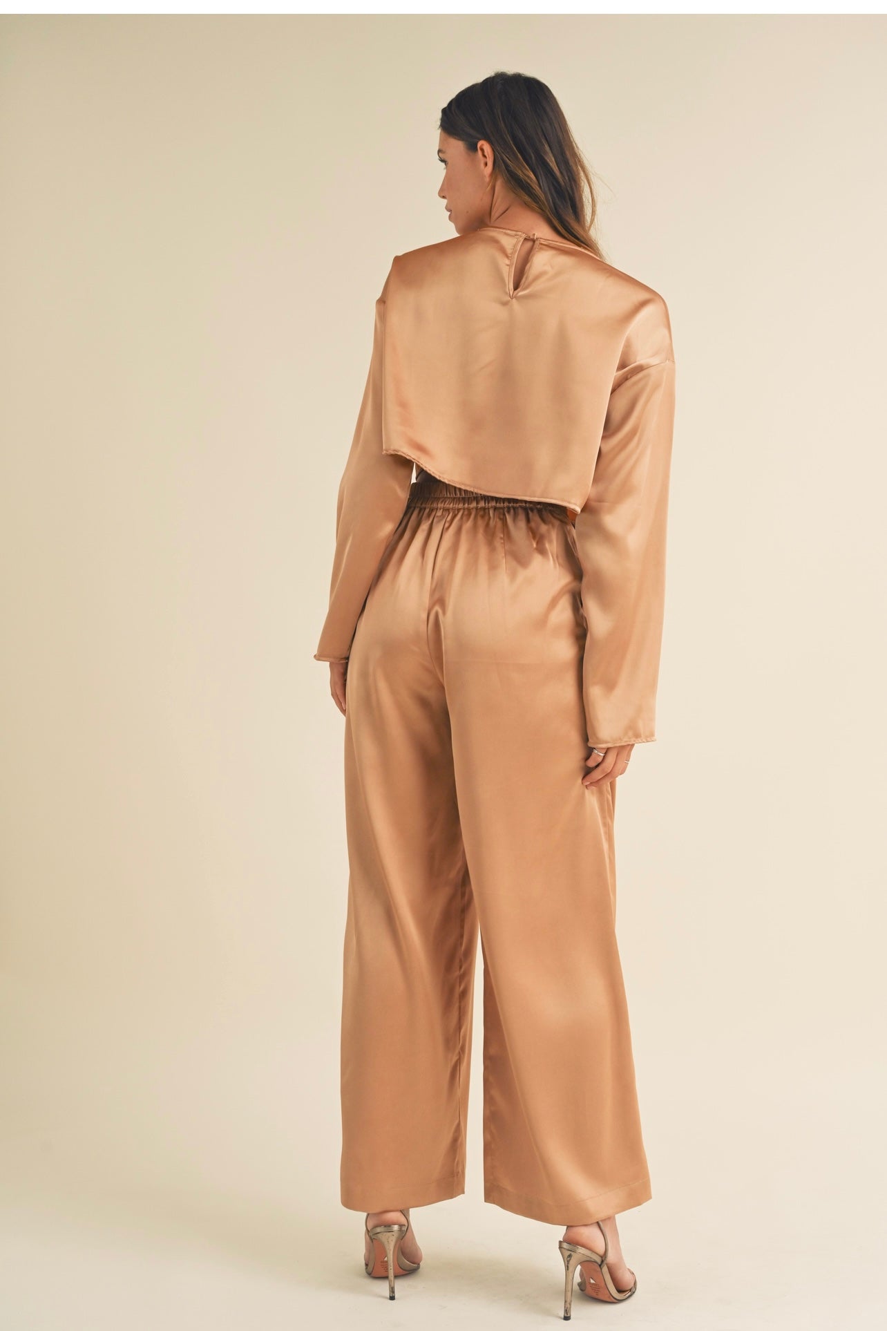 LIGHT MOCHA SATIN PANT SET