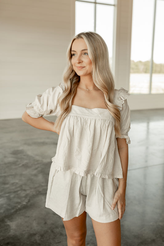 RUFFLE PUFF SLEEVE SET