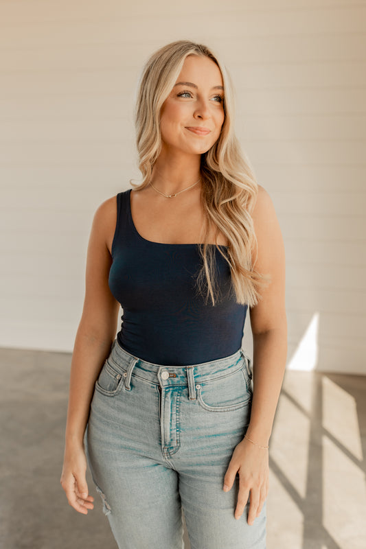 ONE SHOULDER BODYSUIT-DARK  NIGHT