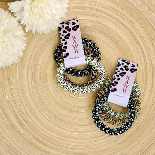 LEOPARD COIL HAIR TIES 3pc