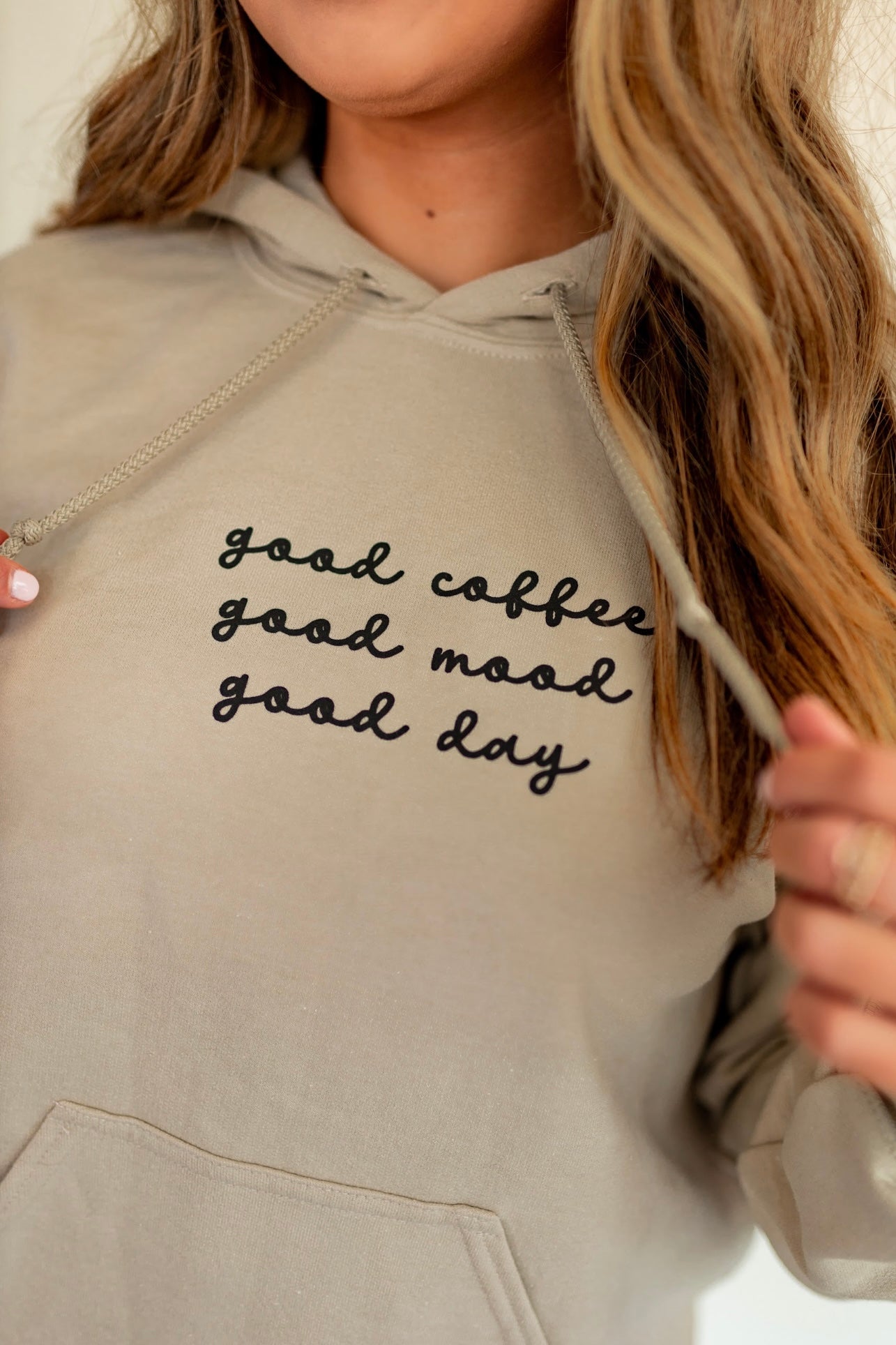 GOOD COFFEE, GOOD MOOD, GOOD DAY HOODIE